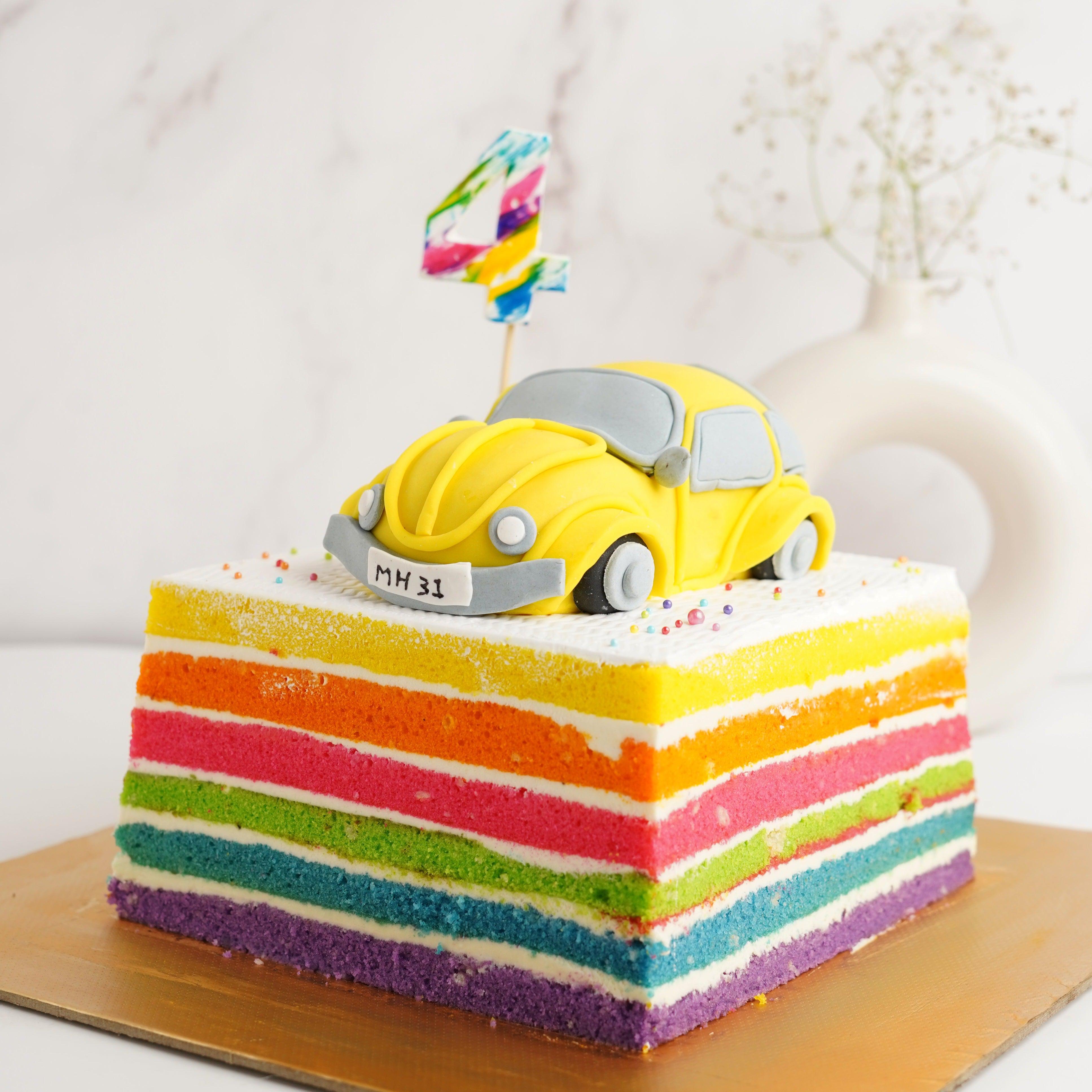 Race Car Themed Birthday Cake & Cake Stand