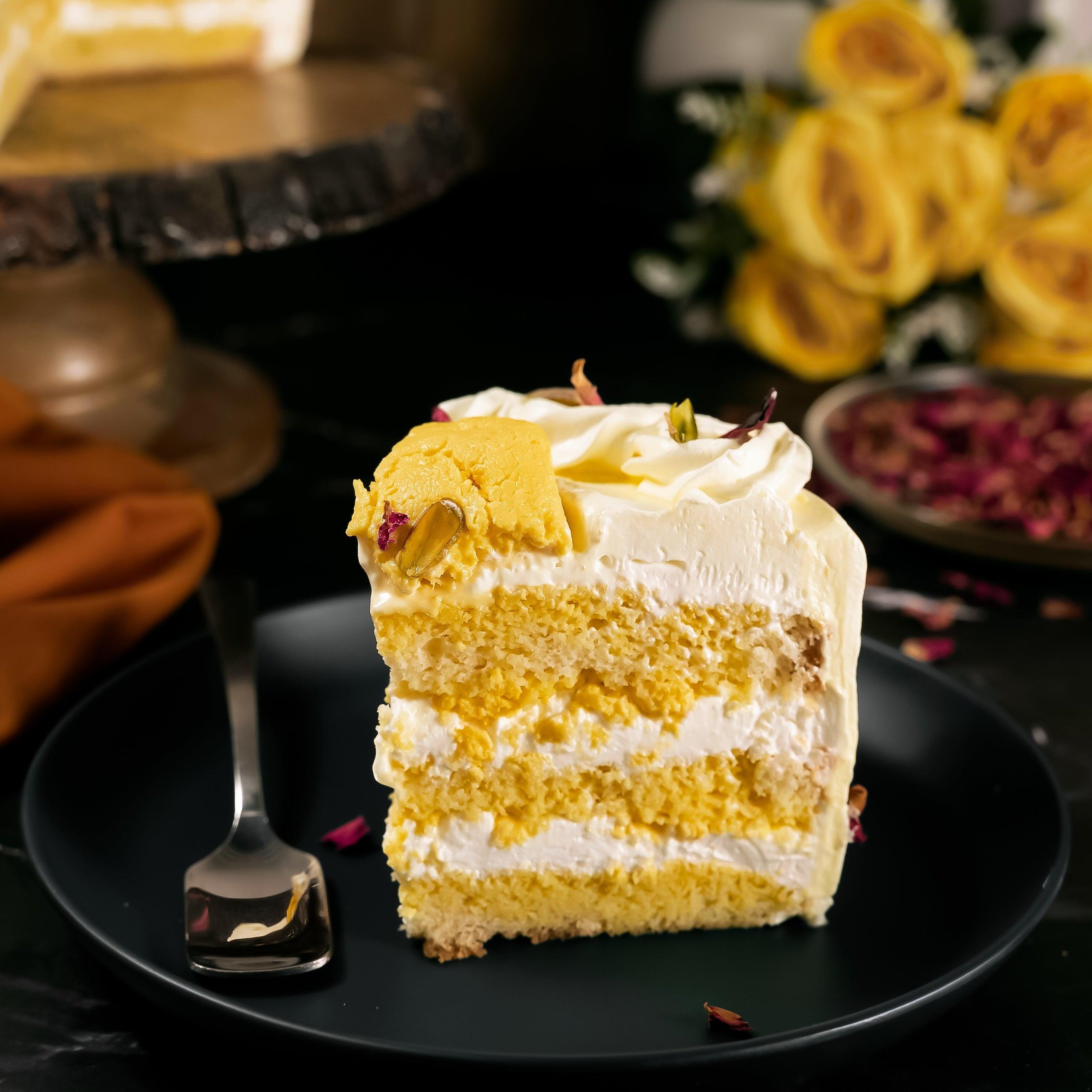 Rasmalai Cake 1Kg; Contains Calcium Protein 3 Flavor Saffron Pistachio  Cardamom Low Fat - Arad Branding